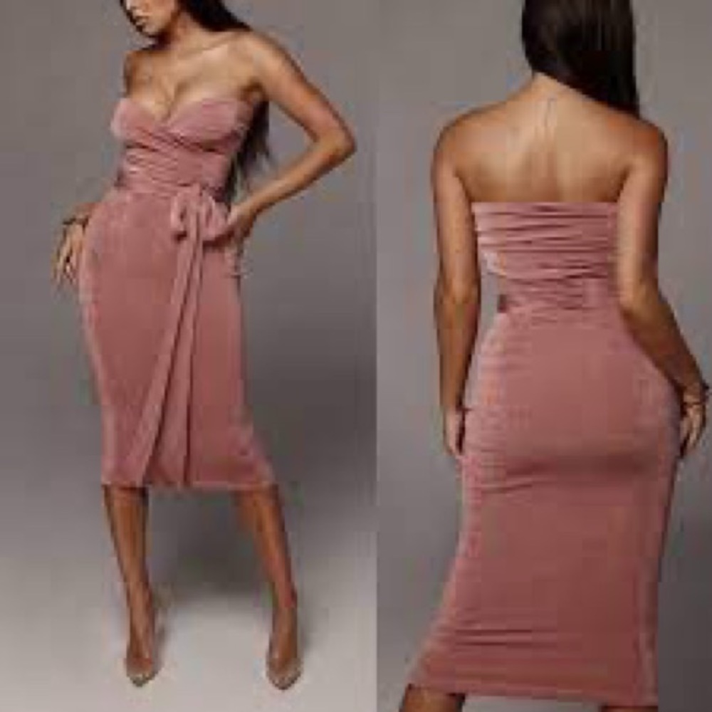 JLUXLABEL Mauve Blush pink multi way wrap dress